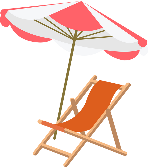 Beach Chair and Umbrella Illustration